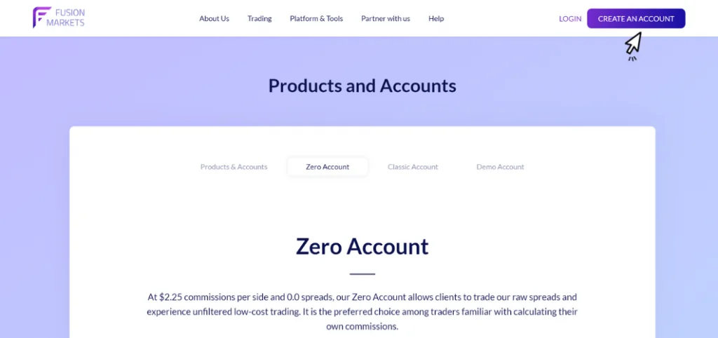 Fusion Markets Zero Account