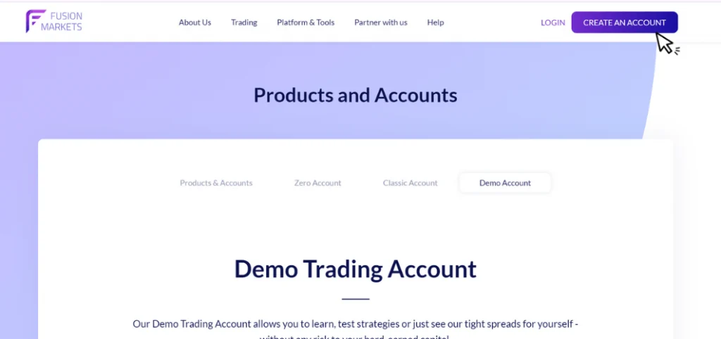 Fusion Markets demo account